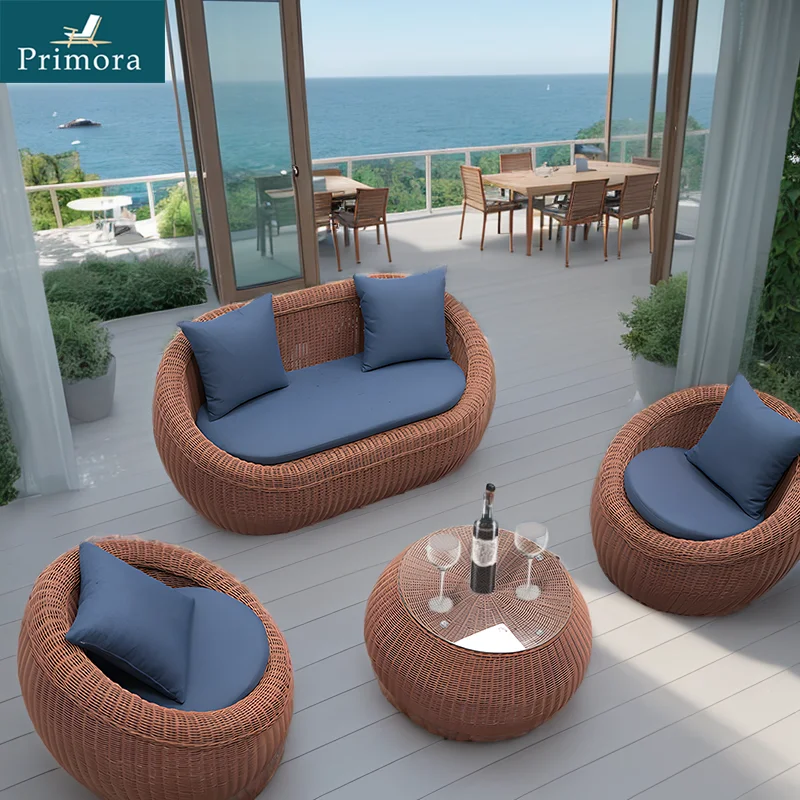 Hot selling modern minimalist high quality 2 seater rattan weaving tape faux self assembly wicker garden furniture