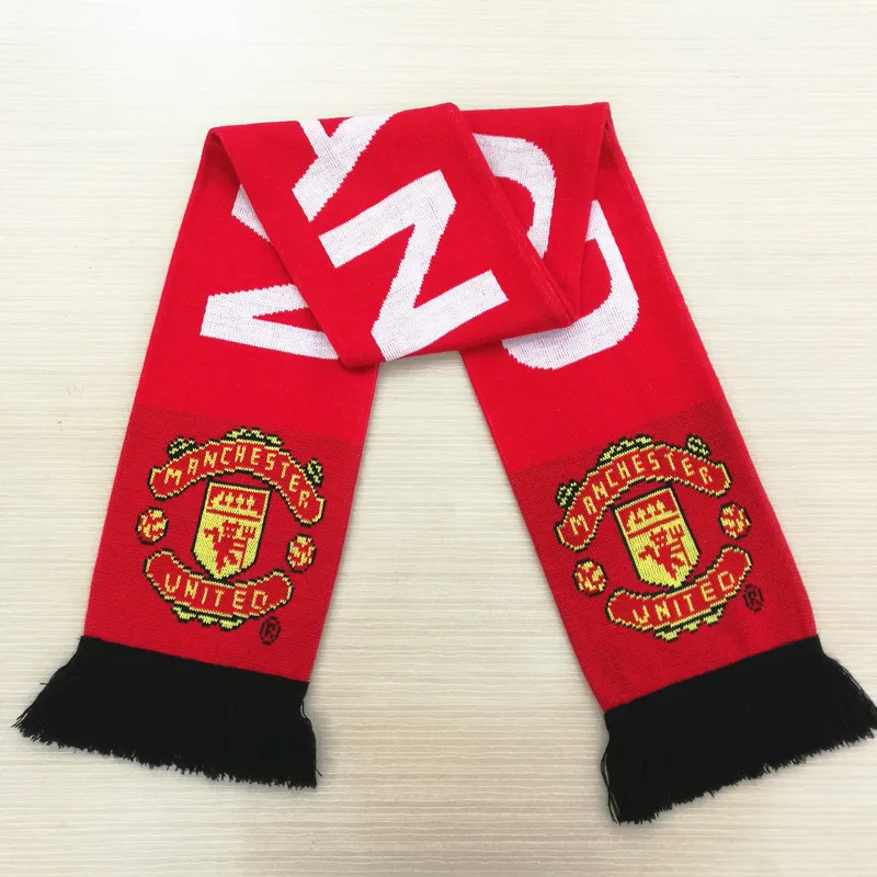 Фанатский шарф футбольной команды акриловый вязаный жаккардовый с логотипом на