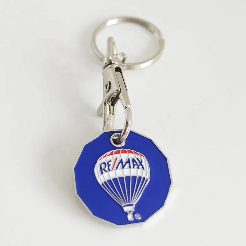 metal custom logo Canada double loonie coin and quarter coin shopping trolley grocery cart token key chain keychains