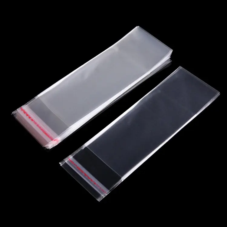 Customized Size Reusable Self Adhesive Glue Packaging Clear Transparent Cellophane OPP Bag With Logo Printing