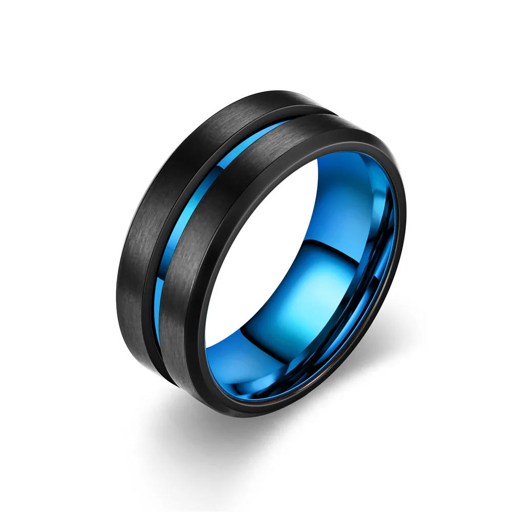 8mm Rainbow Line Mens Wedding Band ring Engagement Men Tungsten Carbide Black Rainbow tungsten steel Rings