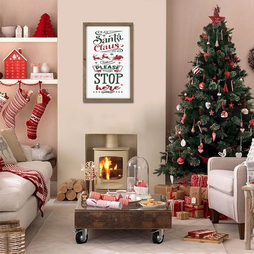 Оптовая продажа, прямоугольная деревянная вывеска, Рождественское украшение для стен, рождественские деревянные вывески для стен