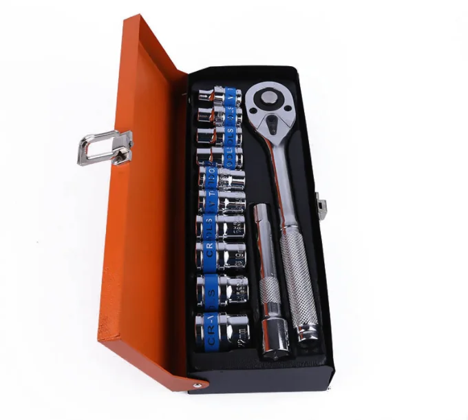 12 шт. 1/2 дюймов хром-ванадиевая сталь механик ключ с храповым механизмом Набор торцевых головок металлической коробке