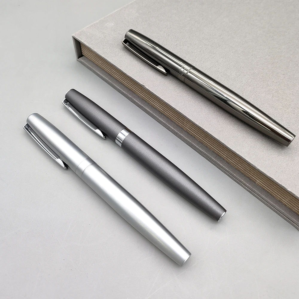 Reginfield Stock Metal Ball Point Pens Custom LOGO Grey Gun Black Ballpoint Pens Factory Send Immediately Pen with Paper Box