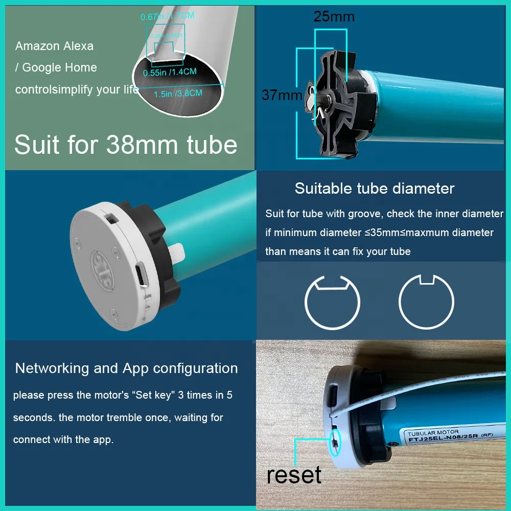 SZMYQ Tuya 0.8Nm ZigBee Rechargeable Lithium Battery Powered  Smart Blinds Motorized Shades  Roller Blind System