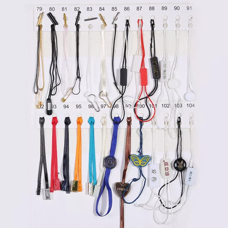 Fast Sample High Quality Garment Accessories Plastic Hanging Grain Custom Embossed Logo Clothing String Nylon Hang Tag String