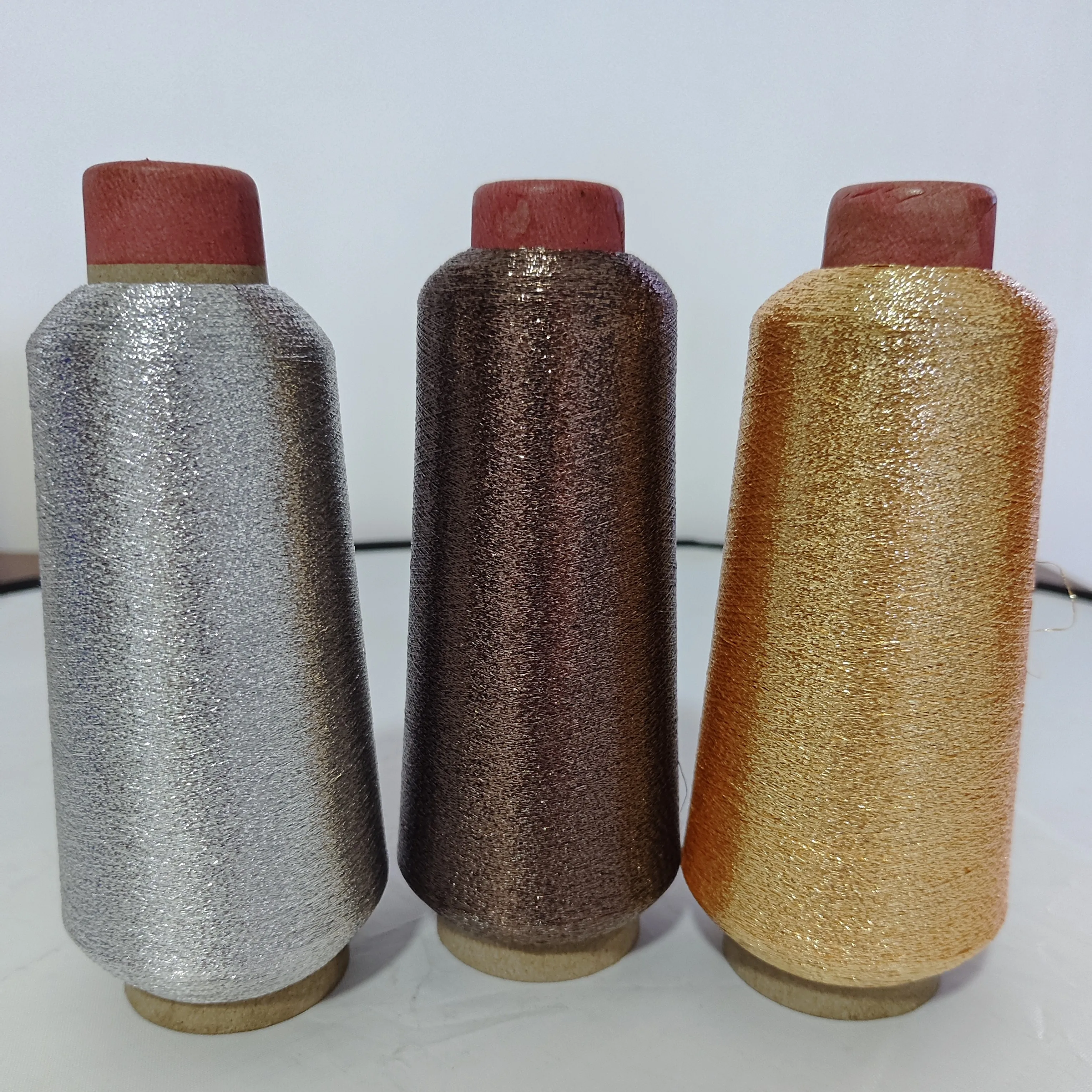 High-Quality MX-Type Metallic Yarn Manufacturer  Multi color Metal yarn Thread for Weaving 12mic 2*30D polyester