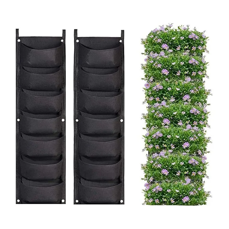 9/18/25/36/Planting a pocket Outdoor Fabric Wall Hanging Planter Grow Bags Felt Pocket Vertical Hanging Bag