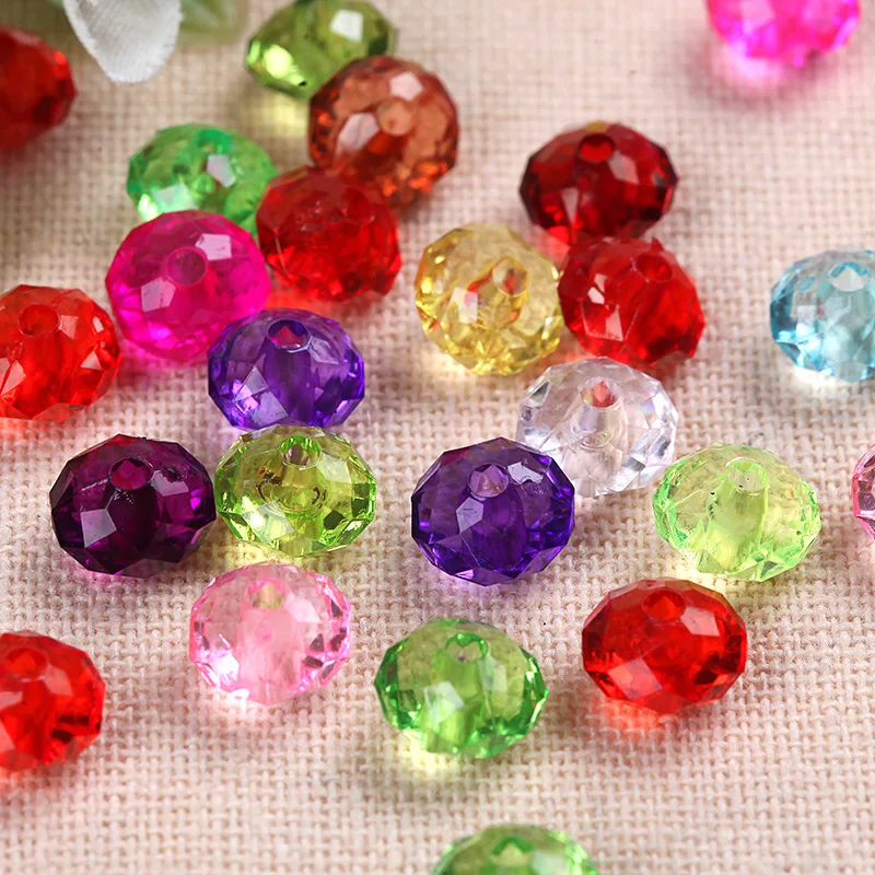 Wholesale Acrylic transparent wheel beads flat beads imitation crystal bracelet