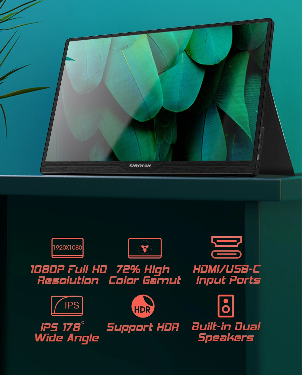 Sibolan 17 дюймовый ЖК-монитор Портативный 1080p full hd ips hdr u & ltra тонкий ПК МОНИТОР gaming Keyboard для ноутбука PS4 M переменного тока