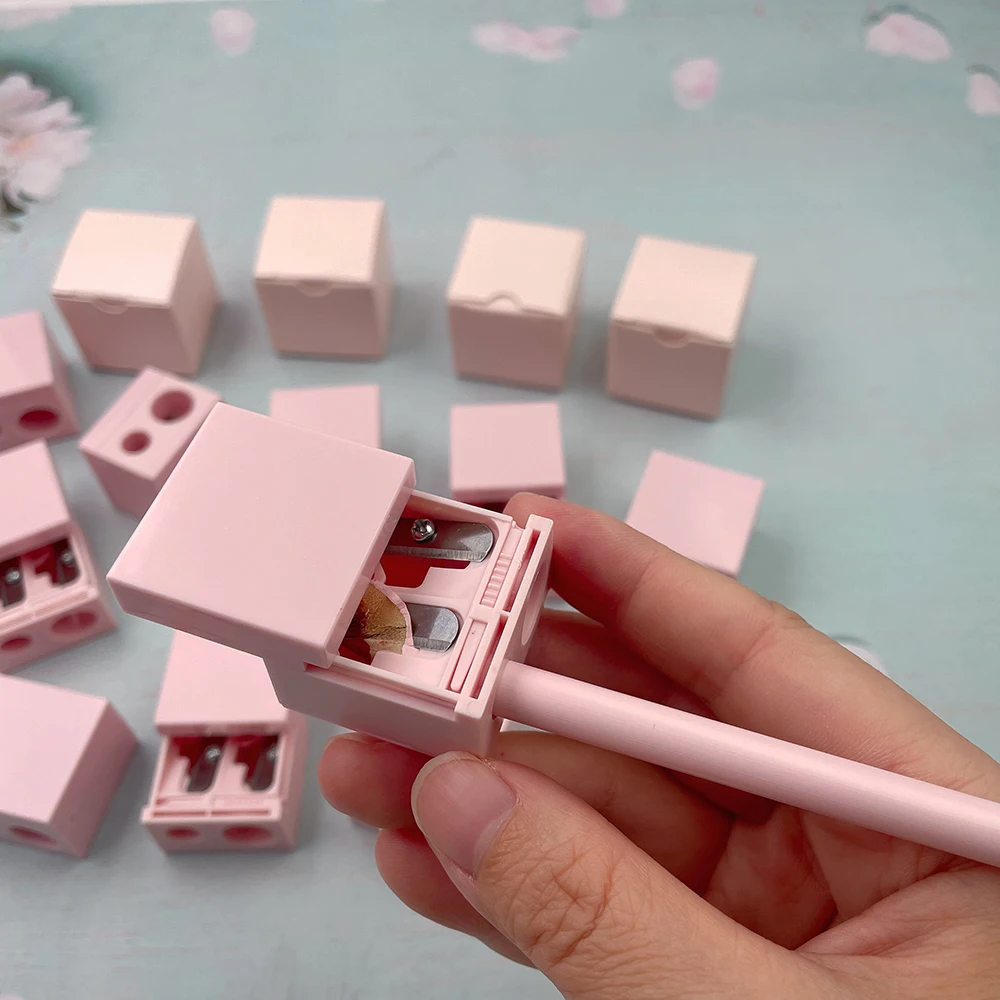 Private Label Double hole mini hand pencil sharpener knife rolling Makeup Eyebrow Lip liner pencil makeup sharpener tool