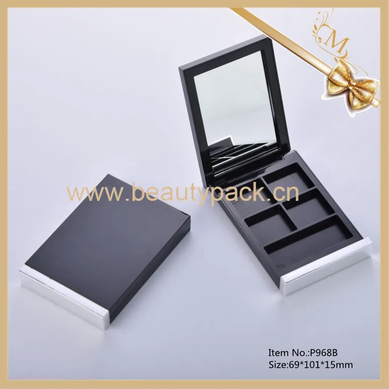 
Best Price Custom 4 Color Black Empty Magnet Eyeshadow Case with Brush Luxury 