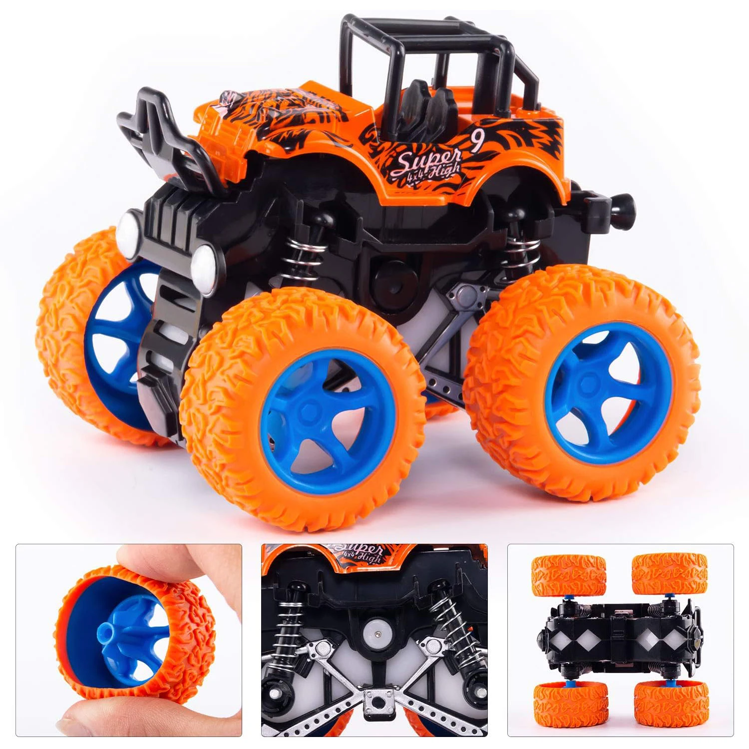 Friction Toy Vehicles Monster Truck 360 Degree Rotation Off Road 4x4 Stunt Car Kids Inertial Car Boy Toys