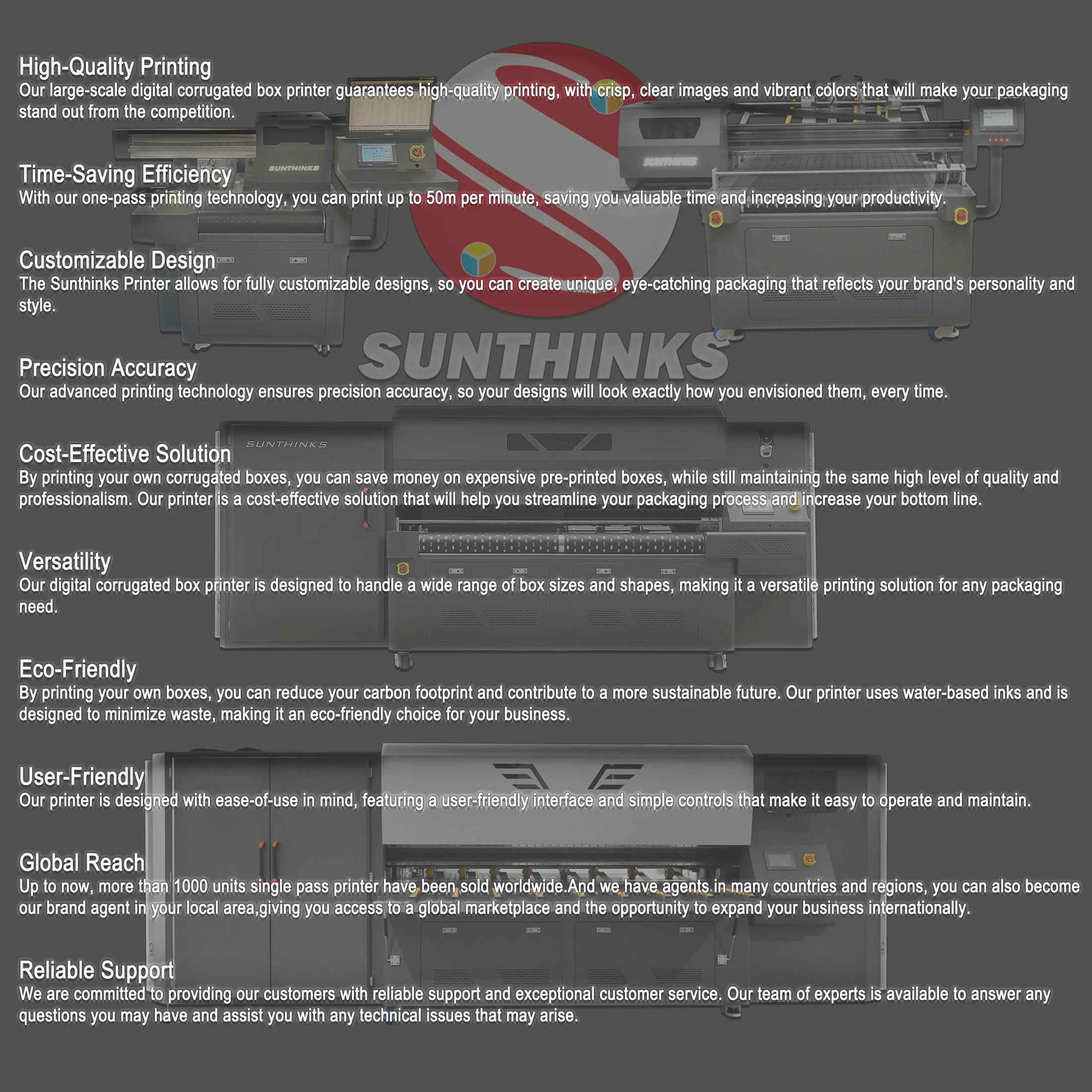 Sunthinks полностью автоматическая 4 цветные рифленые коробки флексо принтер для печати на бумажных машина производства пакетов один проход A2 A3 планшетный струйный