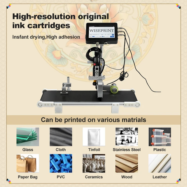 WISEPRINT 7 Inch HD Touch Screen Automatic Coding Machine Online Thermal Inkjet Printer