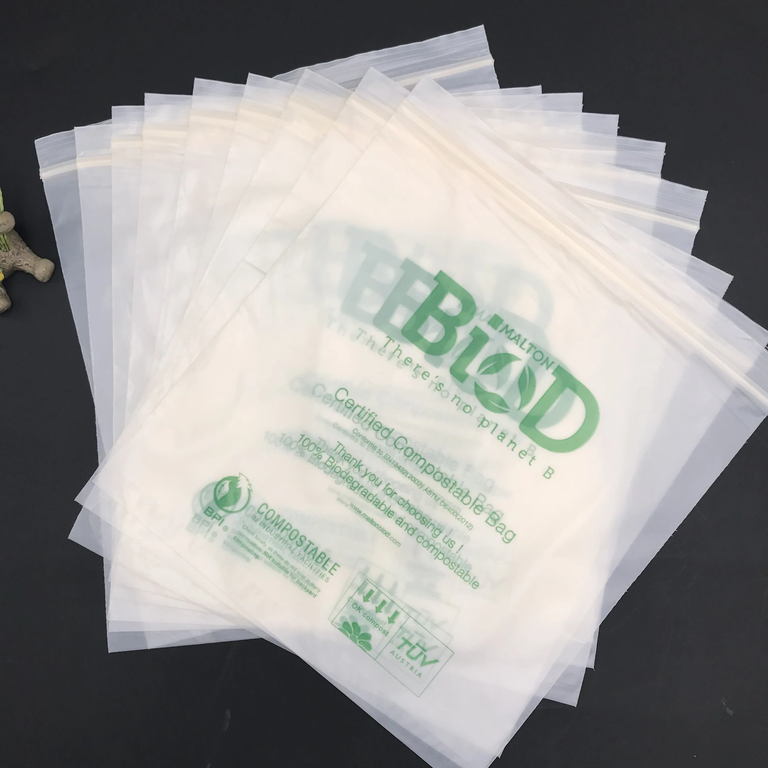 
100% Sustainable Biodegradable Compostable Eco friendly Corn starch Packing Bag 