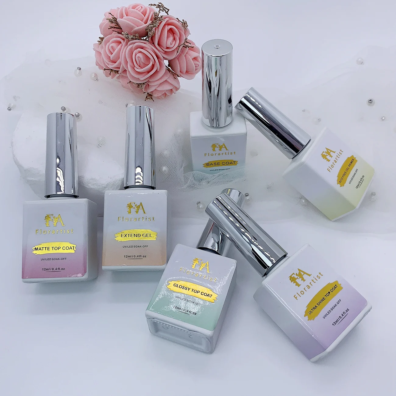 Private Label Factory Super Shine Top Coat Odorless Base Coat Glossy No Wipe Top Coat Gel Nail Polish For Uv Gel