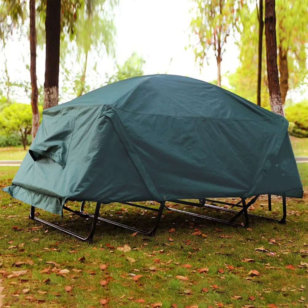 Outdoor Thickened Oxford Off Ground Tent Outdoor 1-2 Person Double-layer Camping Fishing Cot Tent with Bed