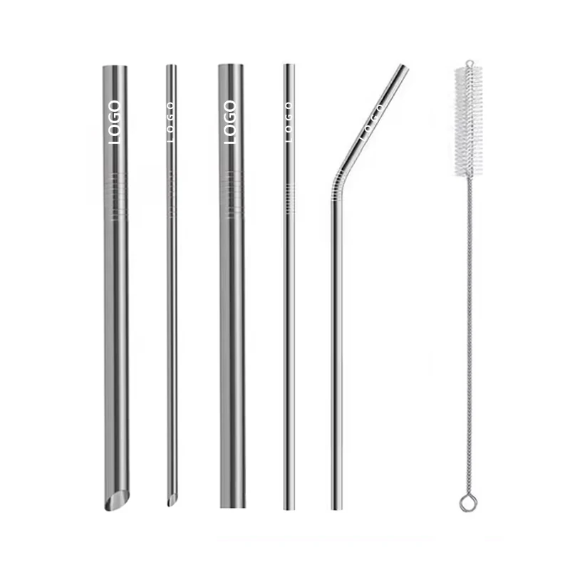 High quality cheap straws!!! 215*12mm Eco Friendly Reusable Straws SS18/8 Stainless Steel Trends Beveled 304 Metal Boba Straw