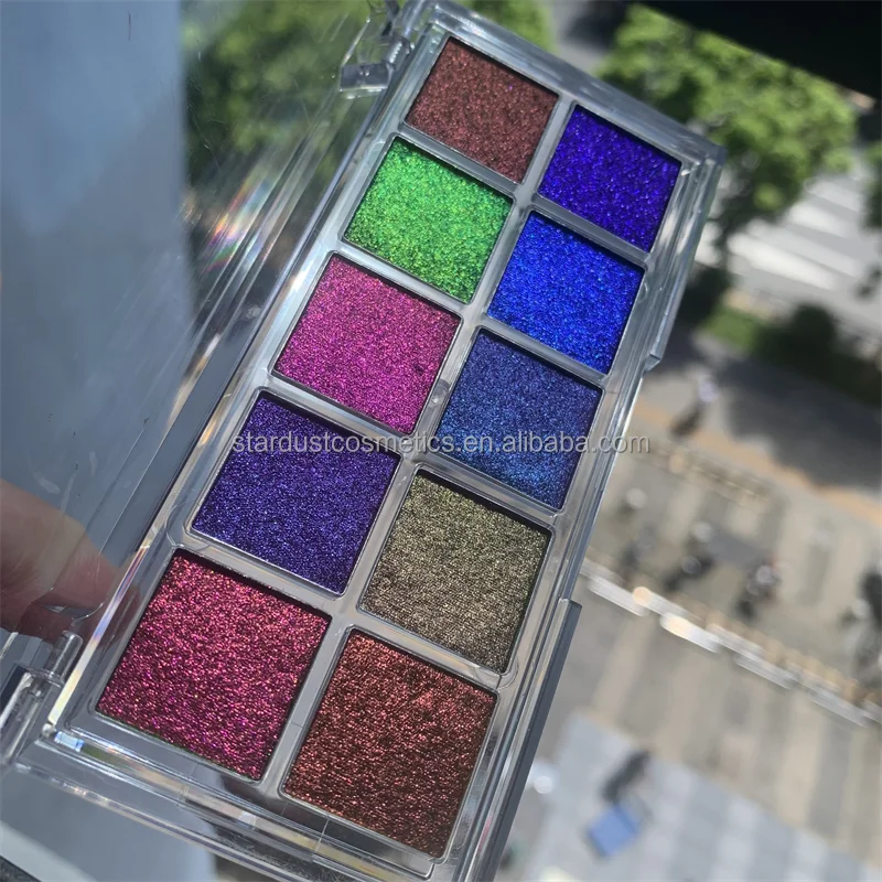 Makeup Wholesale Private Label Custom Eyeshadow Pigmented Palette shimmering metallic chameleon multichrome Eyeshadow Palette