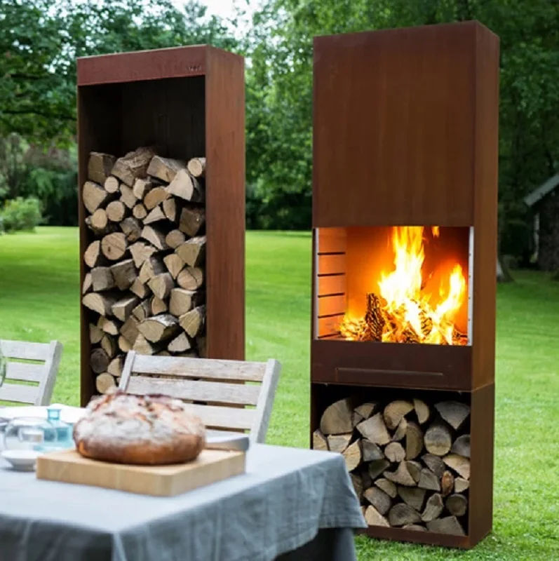 Wood Burning Corten Steel Outdoor Fireplace/Fire Pit
