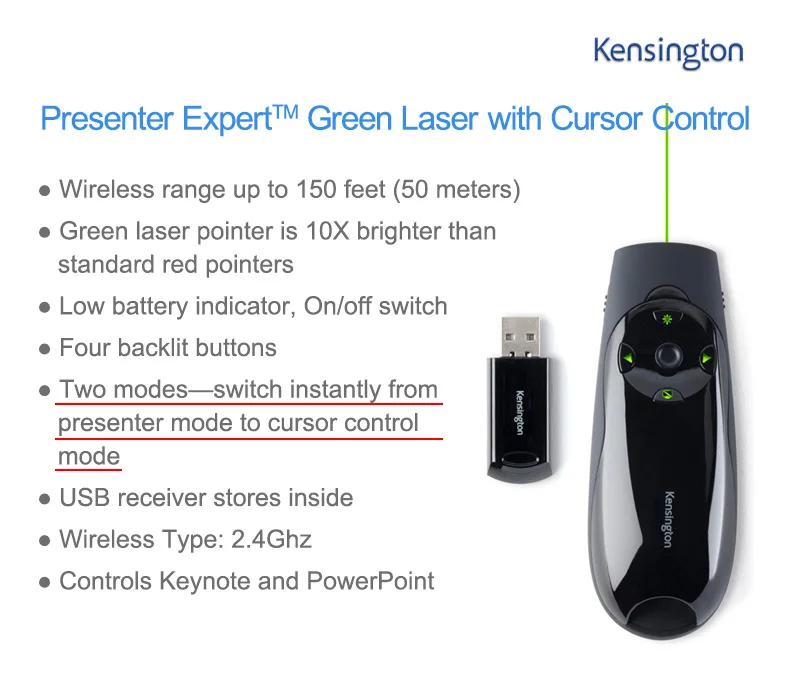 
Hot Sale Intuitive Remote 2020 Expert Presenter with Laser Pointer 2.4Ghz Air Mouse K72427 