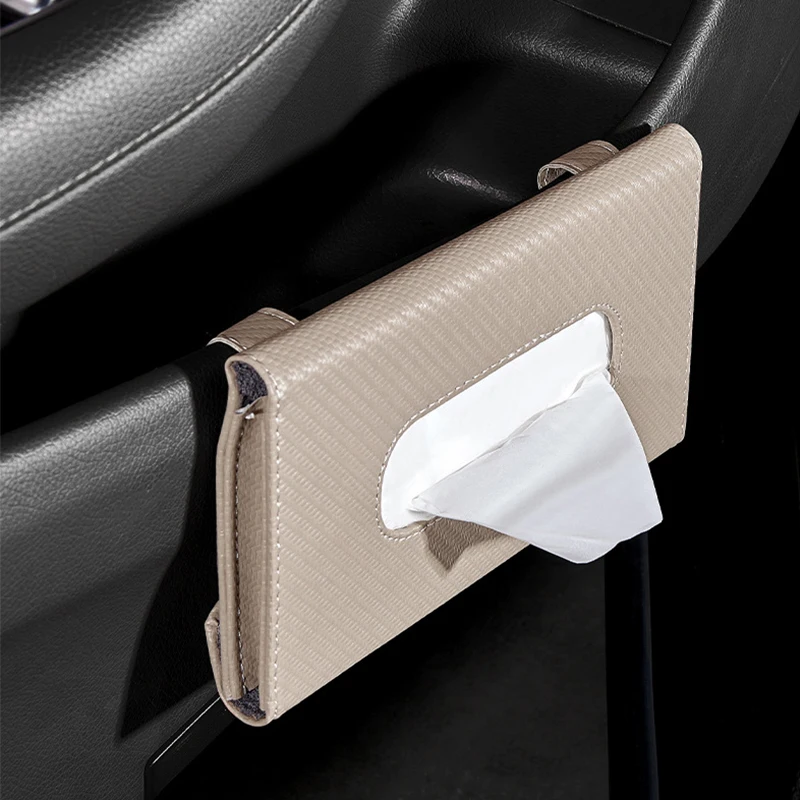 Advanced Sense Carbon Fiber Car Tissue Box Car Sunshade Seat Back Armrest Paper Box Interior Decoration Supplies