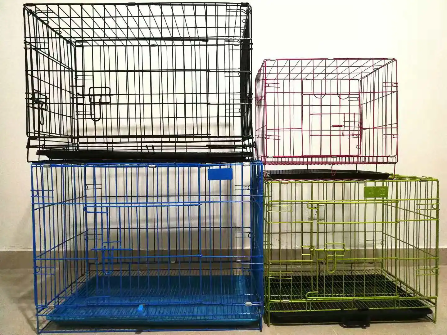 Wholesale Multiple Sizes Black Metal Dog Stainless Steel Durable Outdoor Large Folding pet cages carriers