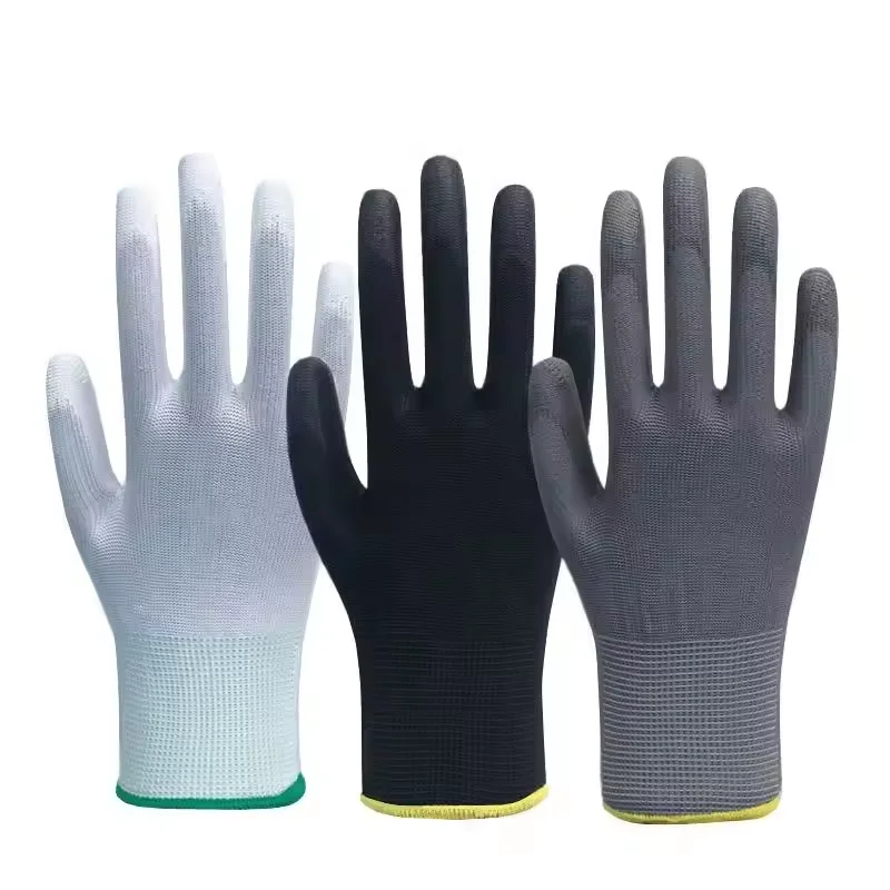 Palm Coated Nylon PU Gloves Polyurethane Palm Fit Safety work Gloves for Work