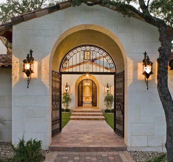 Custom modern hollow pattern craft wrought iron door entry door