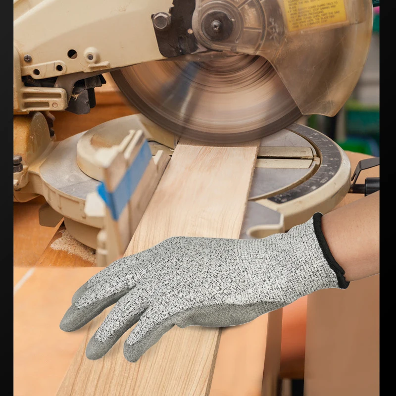 CE Certificated Anti-cut Resistant Level 5 Grey Foam Safety Work Protective Cut Resistant Gloves