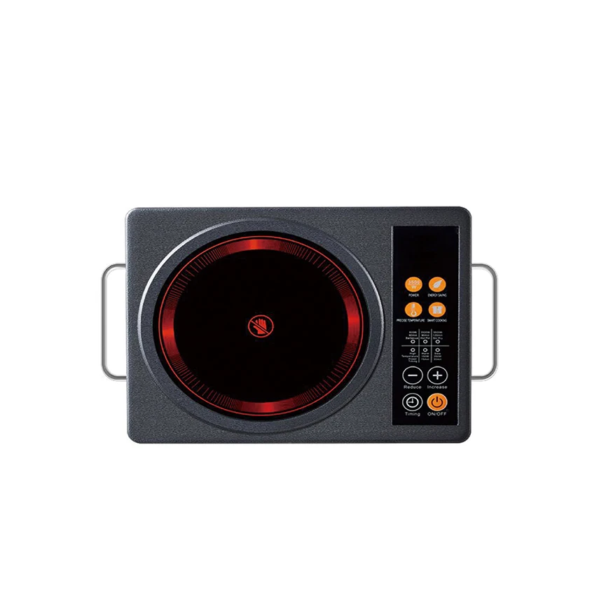 CKD SKD  Fashion Design 2200W Unpolished Crystal Glass Panel Black Electric Portable Ceramic Hob Single Burner Infrared Cooker