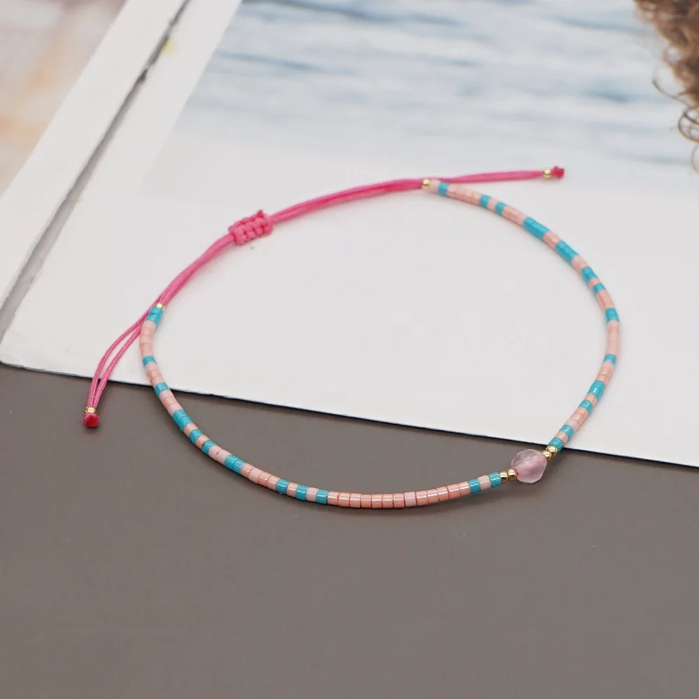 High Quality Handmade Adjustable Rope Bracelet Lucky Stone Miyuki Bracelet for Women Men