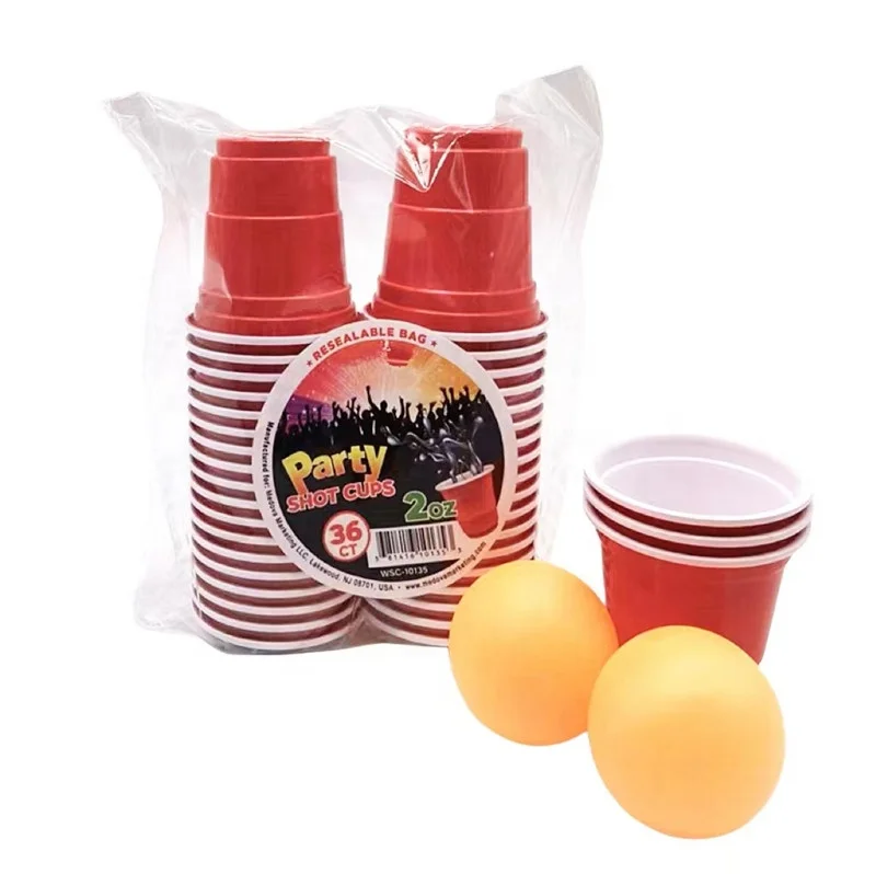 2oz Extra Strong  Disposable Plastic Party Cup Two-Color 60ml Table Tennis Beer Game Cup Shot Glasses For Party