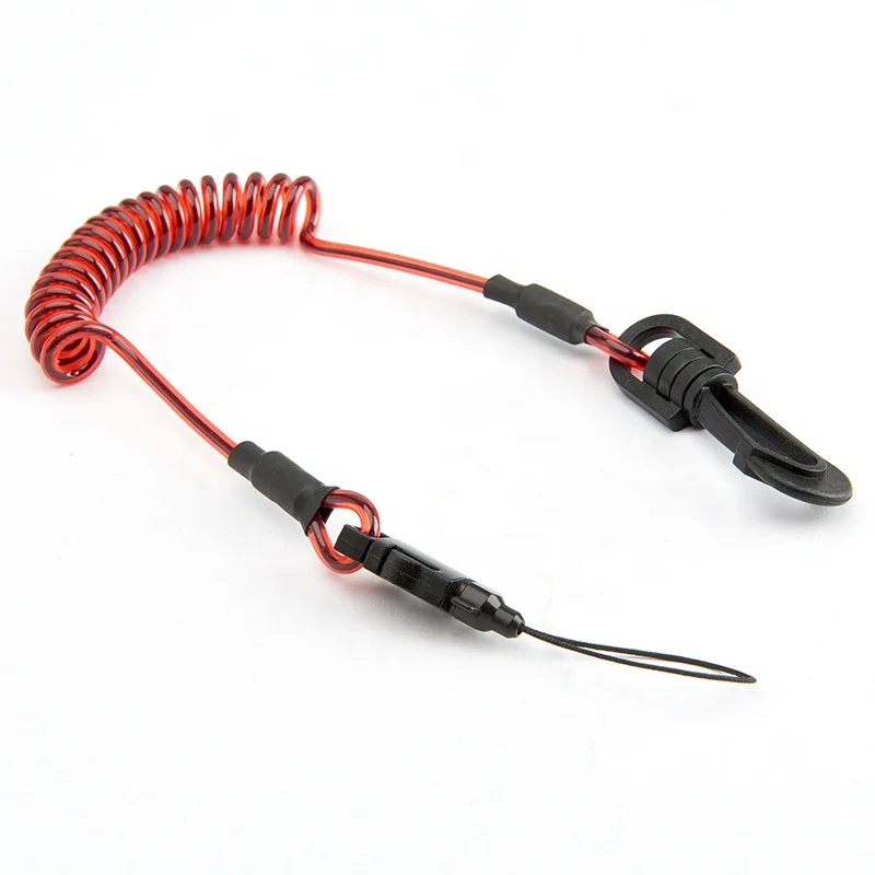 Factory Price High Retractable Coil tool coated Spring Steel Coil Lanyard With Ring Ending for safety