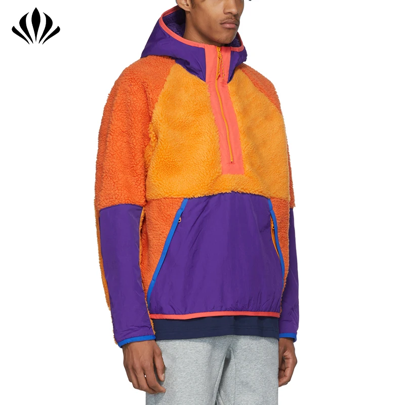 Classic Baseball Hoodies Men Spring Warm Patchwork Contrasting Color Half Zip Tracksuit Closure Pullover Men Zipper Hoodies