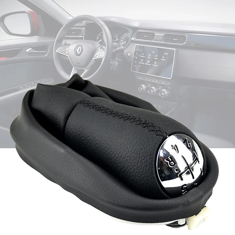 Renault Clio 2 3 Megane 2 Scenic 2 & Kangoo 5 Speed Manual Gear Shift Knob Lever with Leather Boot Interior Accessories