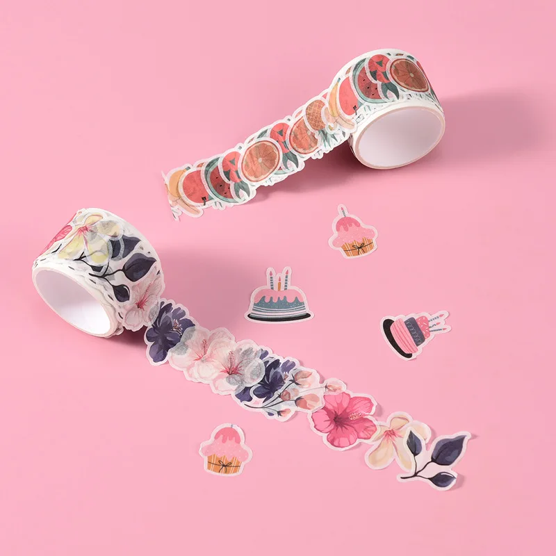 LOW MOQ Custom Printing Make Decorative Die Cut Fruits Dot Craft Washi Tape