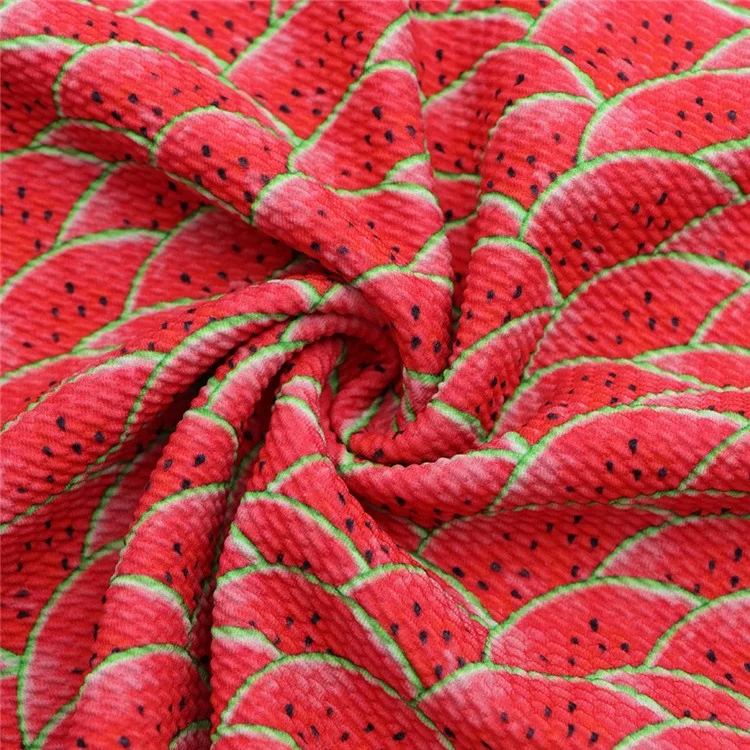 
1/2 Yard Watermelon Printed Bullet Textured Liverpool Knit Stretch Fabric For Baby Headband 13832 
