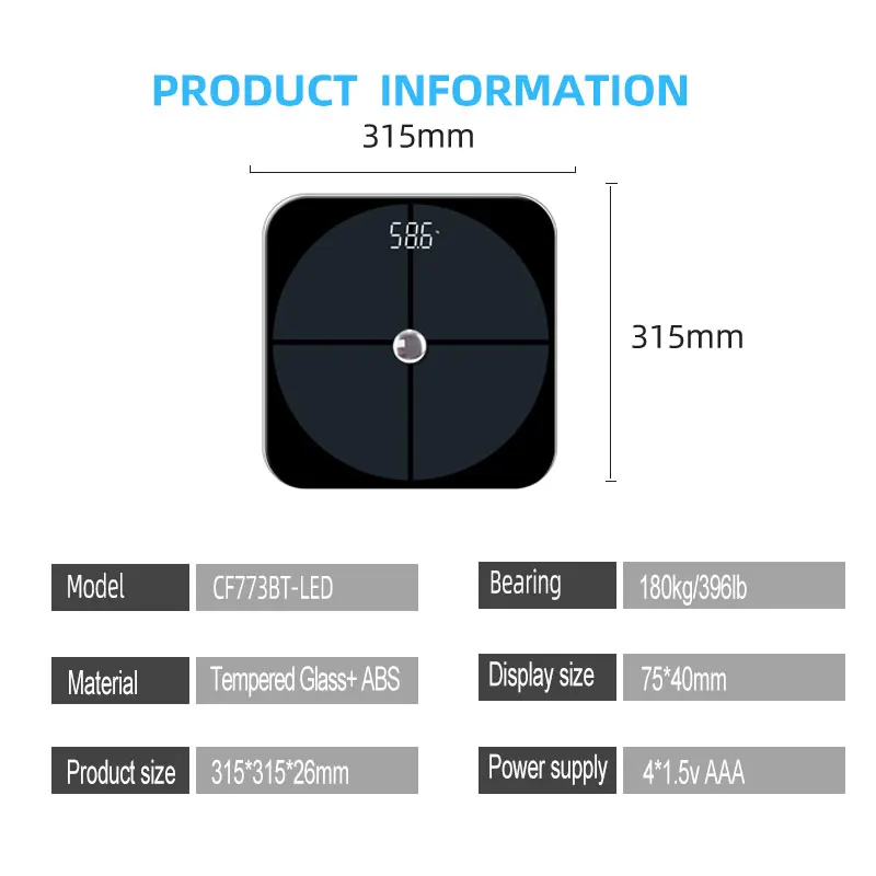 Custom Ito Coated Glass Wireless Luxury Smart Scales With App For Body Weight Fat Calories Digital Measuring