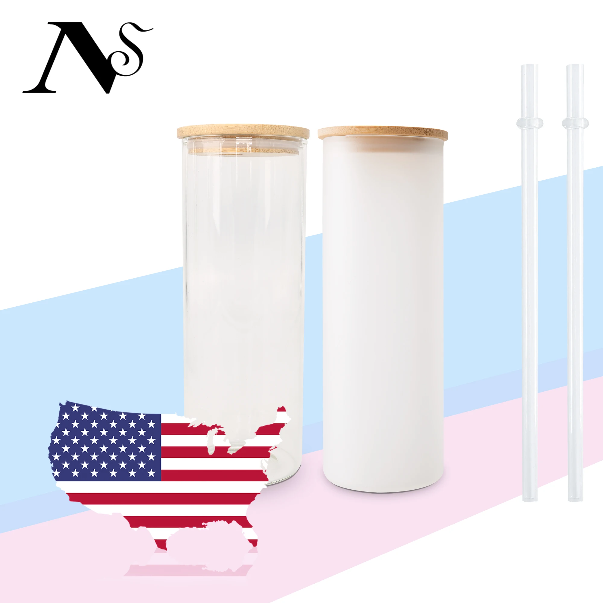 RTS Free Shipping Sublimation Glass Can USA Warehouse Clear Beer Can Frosted Wine Glass Mug Sublimation Shot 16 OZ Blanks Mugs