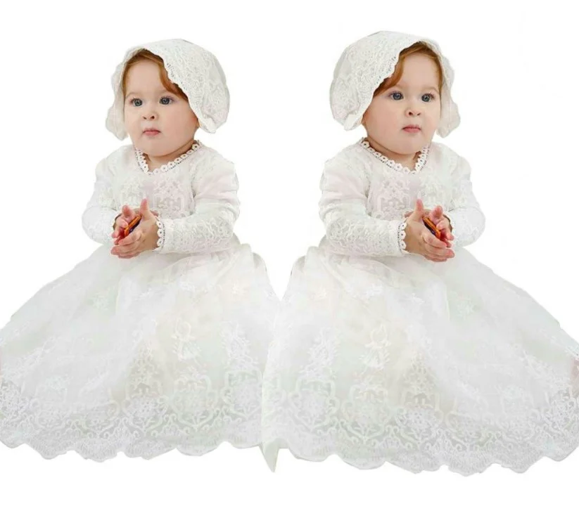 new born baby christening dress puffy Flower Bow Girl Dress Party Birthday wedding princess white Girls%27 baby baptism Dresses+