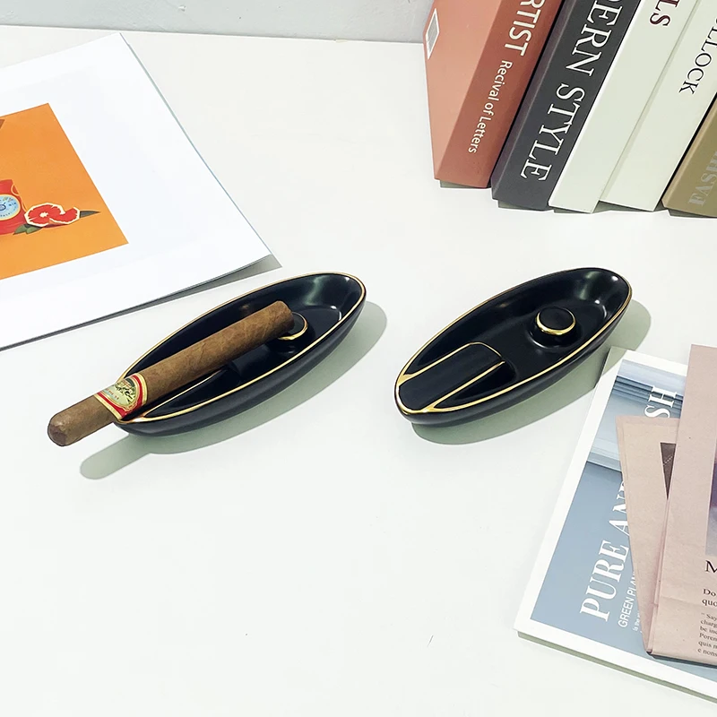 Керамическая пепельница для рекламы в уникальной овальной форме лодки индивидуальная сигар отеля фарфоровая офиса