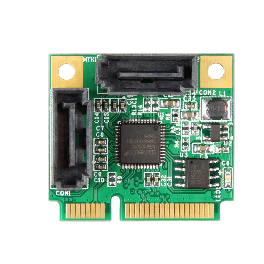 Mini PCI-Express to SATA 3.0 Support 6Gb/s 2x Internal Port RAID Controller Card