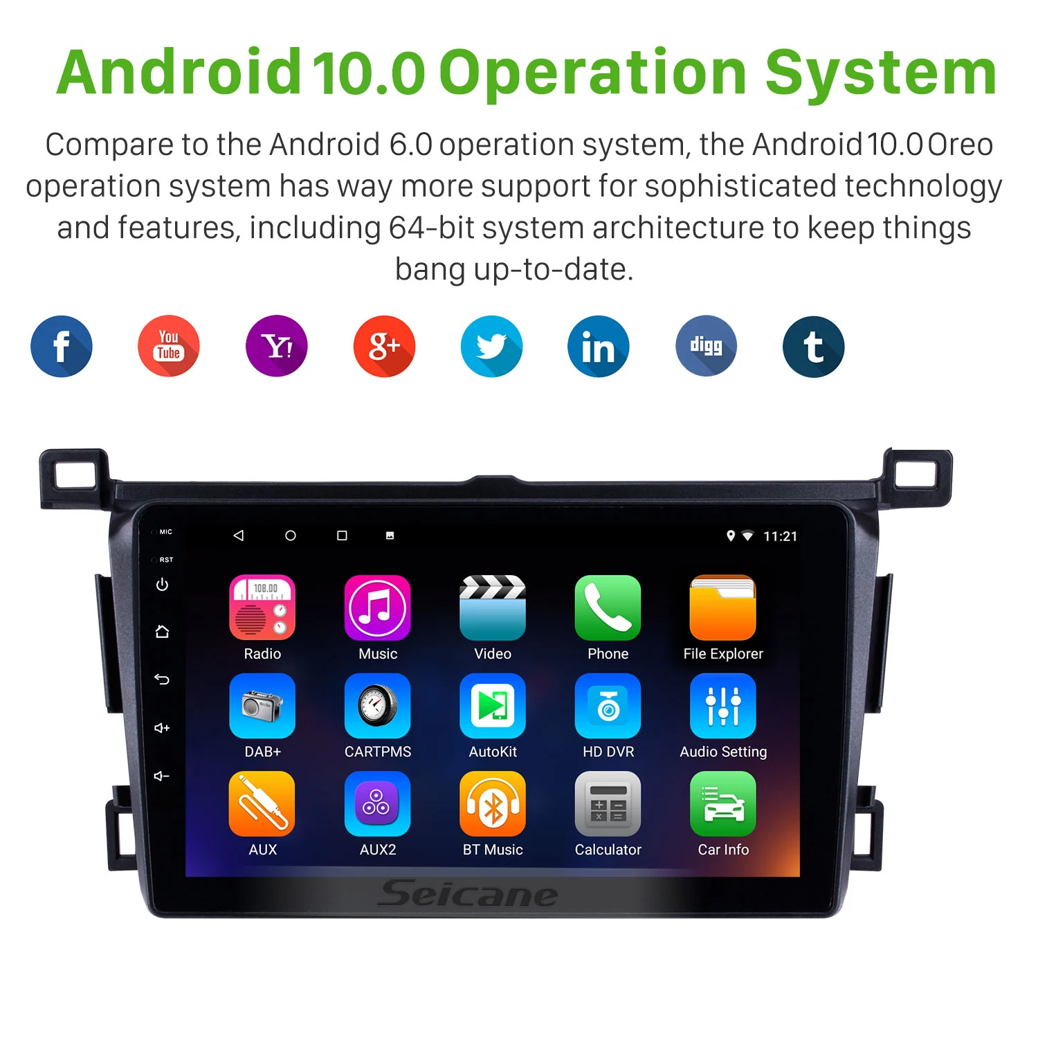 All-in-one 9 inch Touch Screen Android 13.0 Radio for 2013-2018 Toyota RAV4 left hand drivier 3G WiFi Music TV Tuner