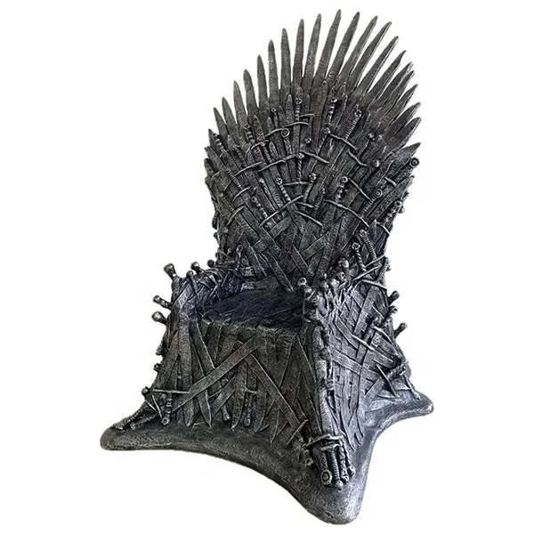 Custom High Simulation Fiberglass Iron Throne Chair for Home Art Gallery Showcase Club Shopping Center Decoration