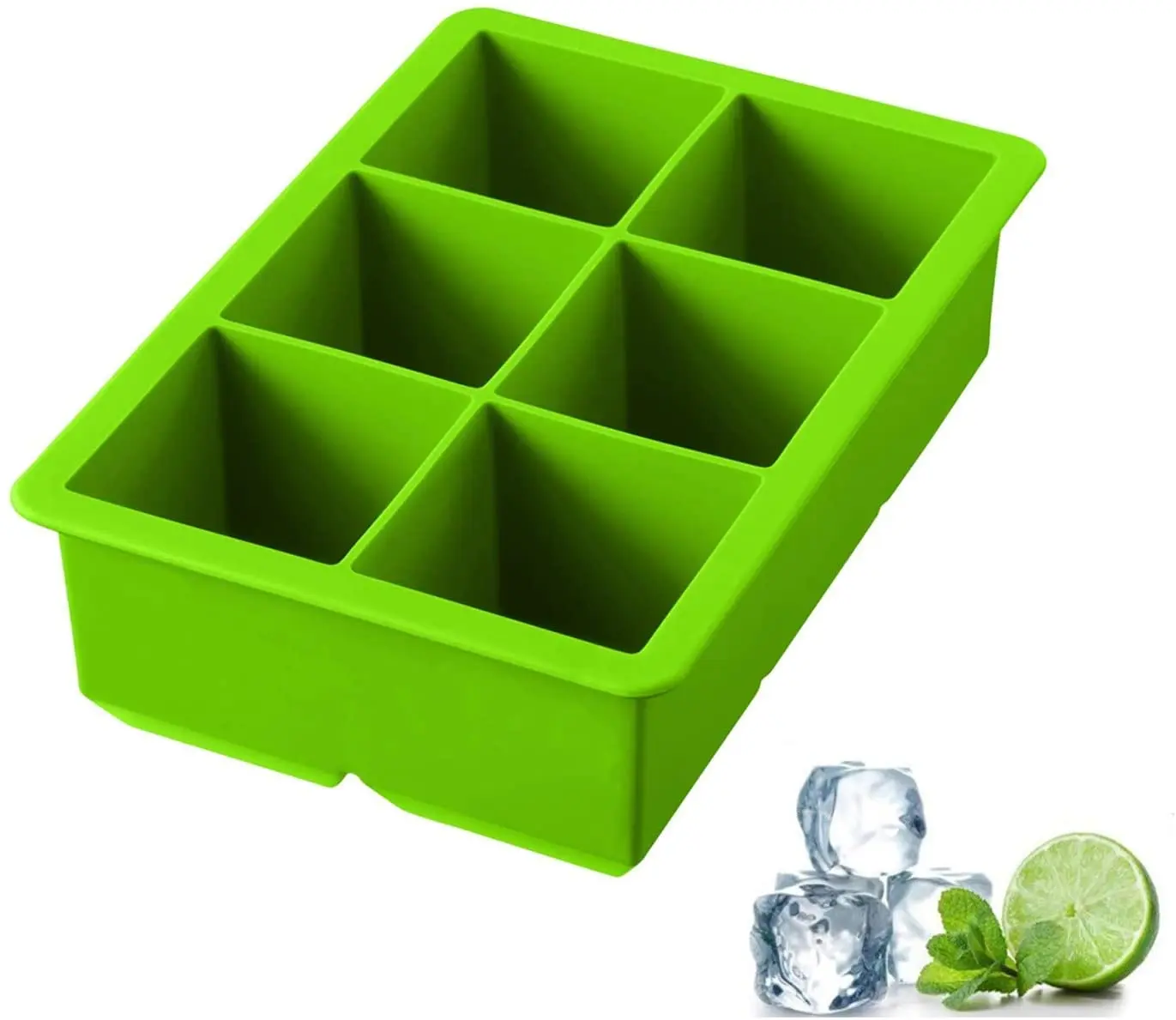 King Cube Ice Trays Ice -Makes 6 Jumbo 2 Inch Big Ice Cubes
