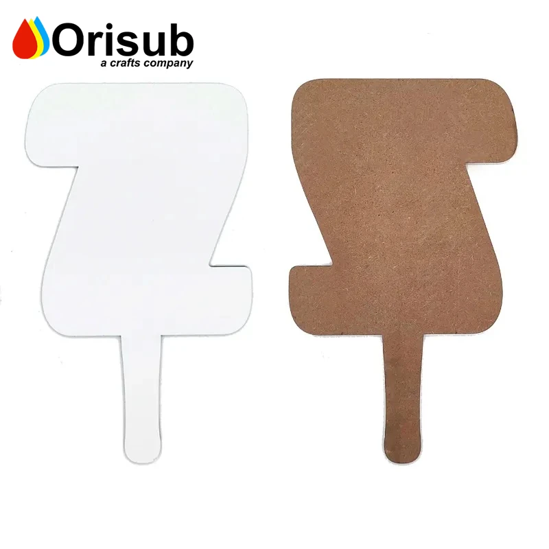 Glossy white MDF blank sublimation Z shape photo panel memorial fans printable graduation photo plaque paddle fans
