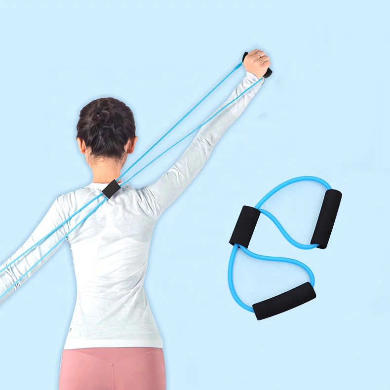 Portable Elastic Exercise Tube Fitness Latex 8 Shape Resistance Bands