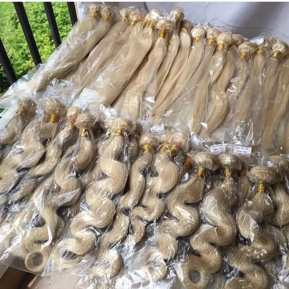 Fuxin Wholesale Bone Straight Human Hair Extension,Blue Band Hair Bundles Vendor,Vietnamese Raw Hair 613 Blonde Hair Bundles